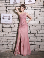 Robe de soirée rose brodée à une épaule Milanoo