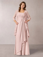 Robe de soirée rose foncé pour mère de la mariée manches 3/4 A-ligne plissée robes dinvité de mariage