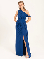 Robe de soirée sirène asymétrique en polyester longueur au sol plissée robes de soirée formelles