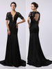 Robe de soirée sirène chiffon noir avec perles Avec traîne Milanoo