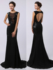 Robe de soirée sirène chiffon noir Avec traîne Milanoo
