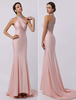 Robe de soirée sirène chiffon rose avec perles Avec traîne Milanoo
