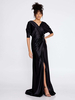 Robe de soirée sirène col en v soie élastique comme du Satin longueur au sol robes de soirée sociales appliquées