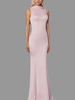 Robe de soirée sirène col haut crêpe extensible longueur au sol boutons robes de soirée formelles