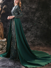 Robe de soirée sirène col rond manches longues dos transparent pailletées à traîne Robe cérémonie