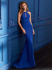 Robe de soirée sirène décolleté au sol longueur au sol sans manches dos nu découpée robes de soirée formelles