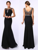 Robe de soirée sirène en chiffon noir avec perles à col bateau Robes pour les invités de mariage