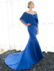 Robe de soirée sirène en satin laçage sur dos à traîne Robe cérémonie