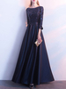 Robe de soirée trapèze col bijou en polyester longueur au sol robes de soirée formelles