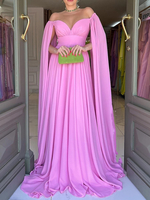 Robe de soirée trapèze col en cœur en mousseline de soie avec traîne plissée robes de soirée sociales