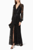 Robe de soirée trapèze col en V ceinture pailletée robes de soirée sociale