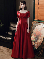Robe de soirée une ligne bijou cou satin mat longueur plancher robe de bal plissée