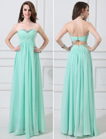 Robe de soirée verte forêt avec perles à col en coeur