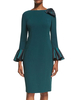 Robe de soirée verte pour la mère de la mariée bâillonne à manches longues manches longues gaine arcs robes d\