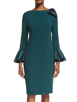 Robe de soirée verte pour la mère de la mariée bâillonne à manches longues manches longues gaine arcs robes d\