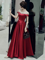 Robe de soiree 2021 Une ligne bijou col etage Longueur au sol Manches courtes Formelle Diner Robes de soirée Robe de bal