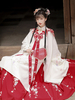 Robe De Style Chinois 2 Pièces Ensemble Rouge Robe Blanc Longue Manches Longues Polyester Robe Tenue Chinois Vintage Pour Nouvel An