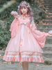 Robe de style chinois Lolita OP rose franges arcs à manches longues Polyester décontracté Lolita une pièce robe