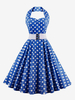 Robe de Vintage 1950s Courte Femme avec Bretelles Coupe Cintrée Bas Evasée Bicolores