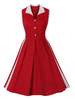 Robe de Vintage 1950s Femme Courte avec Bretelles Coupe Cintrée Bas Evasée Bicolores Robe de Rétro