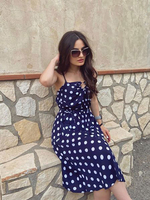 Robe de Vintage 1950s Femme Courte Imprimé avec Bretelles Coupe Cintrée Bas Evasée Bicolores Robe de Rétro