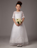 Robe demoiselle honneur junior en satin avec dentelle