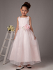 Robe demoiselle honneur junior en satin rose avec fleur