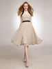 Robe dos nu mousseline demoiselle d’honneur Sash a-line Champagne or
