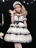 Robe douce Lolita JSK blanche sans manches nœuds jupes gothiques pull