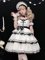 Robe douce Lolita JSK blanche sans manches nœuds jupes gothiques pull