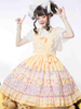 Robe Douce Lolita JSK Jaune Imprimé Sans Manches Robe Lolita Une Pièce