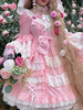 Robe douce Lolita OP en mousseline de soie manches longues arcs volants à lacets robe une pièce rose