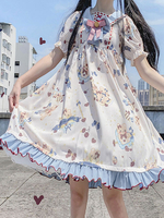 Robe douce Lolita OP Ours Imprimer Bows à manches courtes Lolita Une Robes Piece Déguisements Halloween
