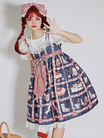 Robe Douce Lolita Sans Manches Dentelle Robe Lolita imprimé rouge