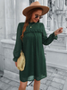Robe Droite Courte Femme à Col Montant avec Manches Longues Amples Bas Evasée Unicolore