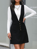 Robe Droite Courte Femme avec Bretelles à Col V Sans Manches Coupe Cintrée Unicolore