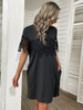 Robe Droite Courte Femme avec Manches Courtes Volantes avec Poches Unicolore