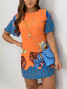 Robe Droite Courte Femme Eté à Col Rond avec Bretelles Bas Evasée Unicolore avec Boutons avec Franges Robe Eté