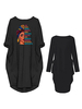 Robe Droite Courte Femme Eté Imprimé à Col Rond avec Manches Longues avec Poches Décontracté Multicolores Robe de Plage Robe Maxi