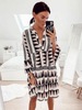 Robe Droite Courte Femme Imprimé à Col V avec Manches Longues Volnate Bas Evasée Bicolores Robe Droite Sexy
