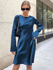 Robe Droite en Satin Courte Femme à Col Rond avec Manches Longues Coupe Cintrée Unicoolore