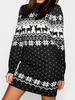 Robe droite en tube pour femme avec imprimé floral et col noir