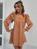 Robe Droite Femme à Col Montant avec Manches Longues Amples Unicolore Bas Evasée Unicolore
