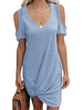 Robe Droite Femme Courte Eté avec Bretelles avec Epaule Dénudée Unicolore Robe Eté Robe Sexy