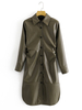 Robe Droite Femmes à Cuir Synthétique Vernis à Col Revers Fermeture avec Boutons avec Manches Longues Unicolore
