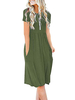 Robe Droite Longue Femme à Col Rond avec Manches Courtes Bas Evasée avec Poche Unicolore Robe Eté Sexy