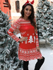 Robe Droites Femme Courts à Col Rond Imprimé Les Motifs NOEL Bicolores avec Les Manches Longues Robe Droites Femme
