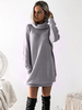 Robe Droites Pull en Maille Femme à Col Montant Ample avec Les Poches Courts Unicolore avec Les Manches Longues Sexy