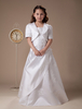 Robe du cortège enfant A-ligne blanche en satin de tenue belle