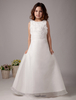 Robe du cortège enfant boule blanche en satin col carré